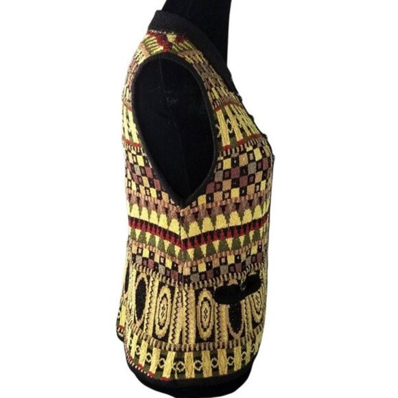 French Rags Womens Vest Multicolor Geometric Sweater Size 2 - Picture 3 of 12